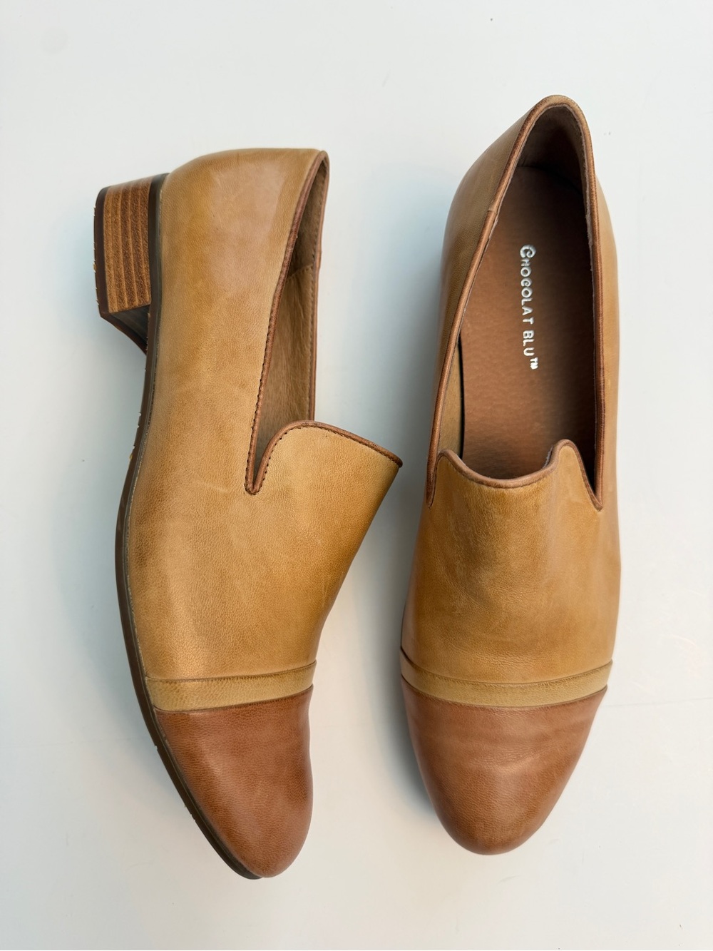 the Chocolat Blu "Duke" Two Tone Leather Loafer Flat, Size 10 (fit like 9.5)